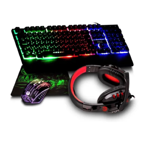 Kit4 Em 1 Teclado Mouse Mousepad Fone Headset Game Jogo Gamer Jogador Profissional
